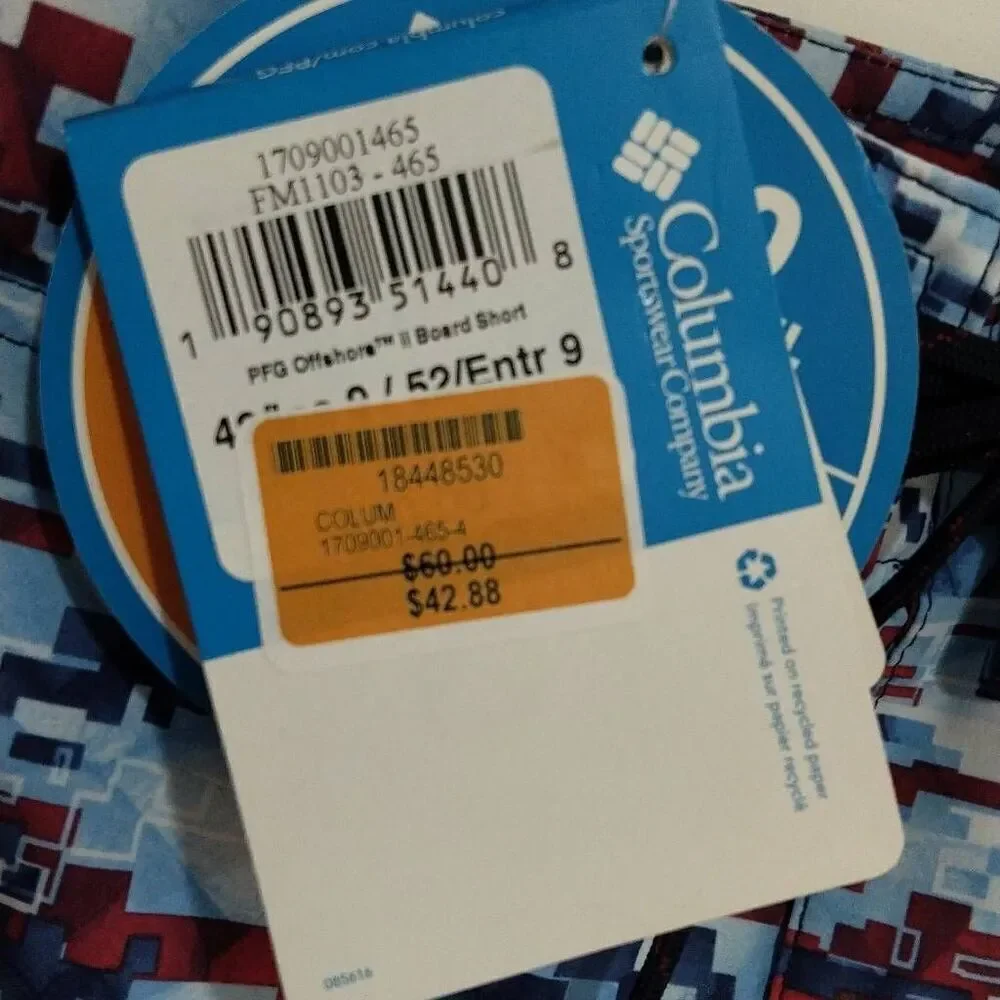 Columbia PFG Offshore Board Shorts NWT XXL UPF-50 OMNI-Shade